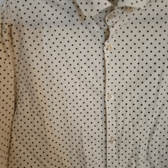 Scotch & Soda Cream/Black Polka Dot Long-sleeved Button-down Dress Shirt XXL - Picture 3 of 6